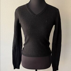 Ralph Lauren Black Wool V-Neck Sweater